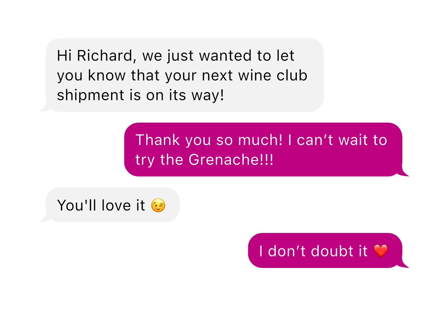 Customers 2 way chat in WithWine