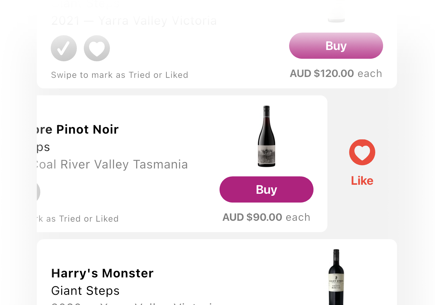Liked Wine on the WithWIne App
